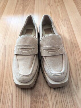 Dolce Vita Elias Loafer Dune Suede Chunky 90's Nude Neutral Summer Office Shoes